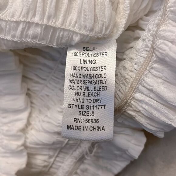 Idem Ditto white gauzy boho V neck with Puffed sleeves S - Picture 10 of 13